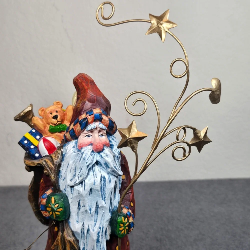 Vintage Folk Art Pencil Santa Figurine 11.5
